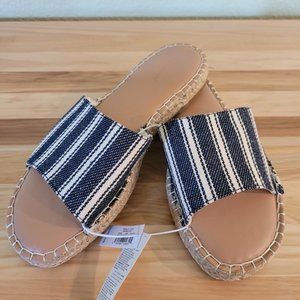 Striped Textile Espadrille Slide Sandals